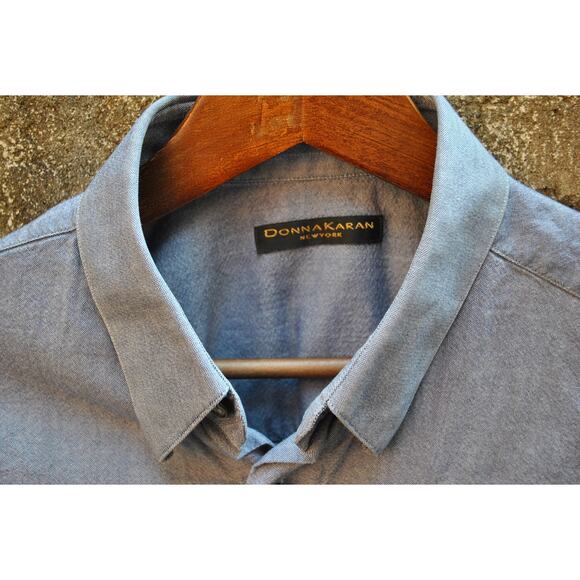 Donna Karan New York Blue Button-Up Shirt – Size Large 16.5 - Picture 2 of 3